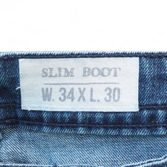 T.K. Axel Slim Boot Distressed Paint Splatter Medium Wash Jeans Men's 34 x 30 - Picture 11 of 12